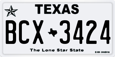 TX license plate BCX3424