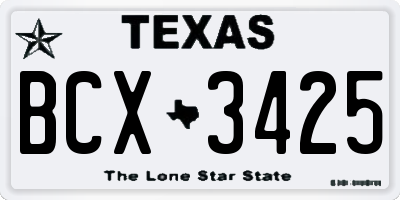 TX license plate BCX3425