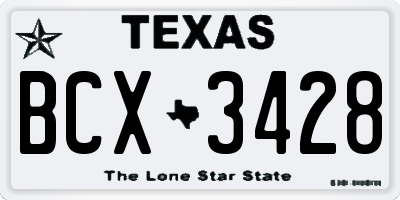 TX license plate BCX3428