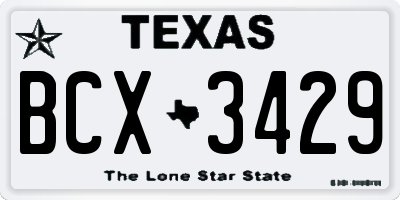 TX license plate BCX3429