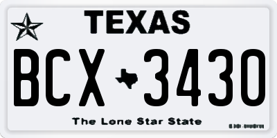 TX license plate BCX3430