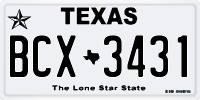 TX license plate BCX3431