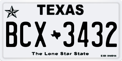 TX license plate BCX3432