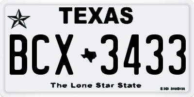TX license plate BCX3433