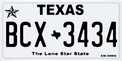 TX license plate BCX3434