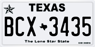 TX license plate BCX3435
