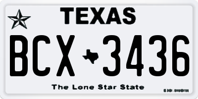 TX license plate BCX3436