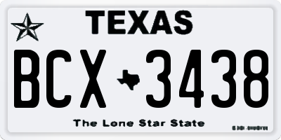 TX license plate BCX3438