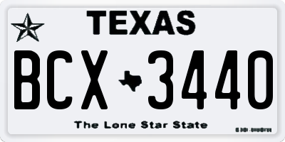 TX license plate BCX3440