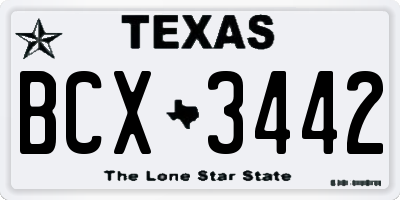 TX license plate BCX3442