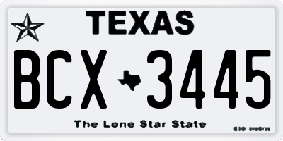 TX license plate BCX3445