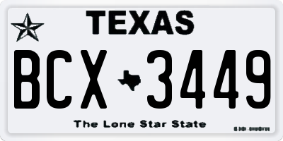 TX license plate BCX3449