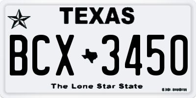 TX license plate BCX3450