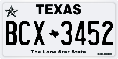 TX license plate BCX3452