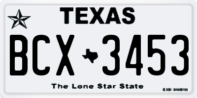 TX license plate BCX3453