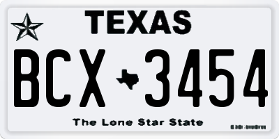 TX license plate BCX3454