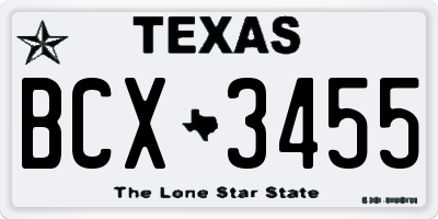 TX license plate BCX3455