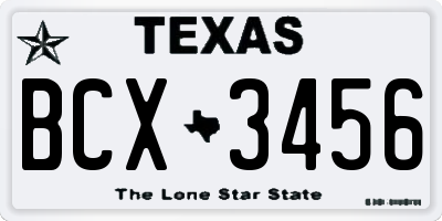 TX license plate BCX3456