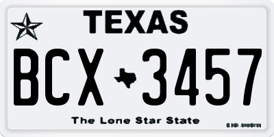 TX license plate BCX3457