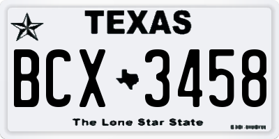 TX license plate BCX3458