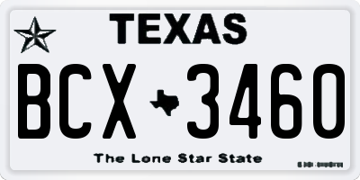 TX license plate BCX3460