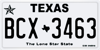 TX license plate BCX3463