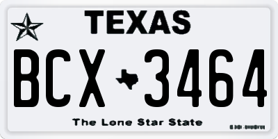 TX license plate BCX3464