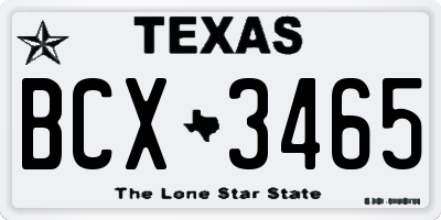 TX license plate BCX3465