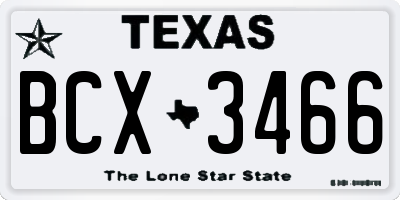 TX license plate BCX3466
