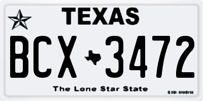 TX license plate BCX3472