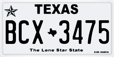 TX license plate BCX3475