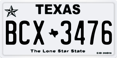 TX license plate BCX3476