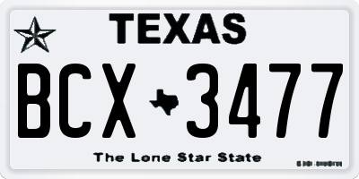 TX license plate BCX3477