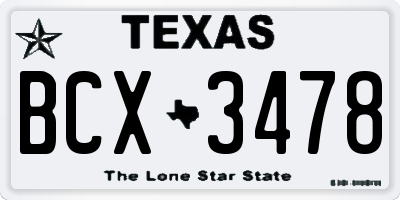 TX license plate BCX3478