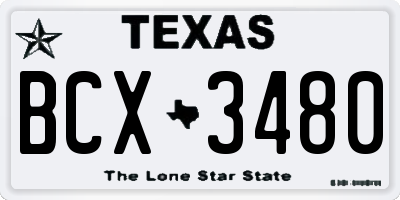 TX license plate BCX3480
