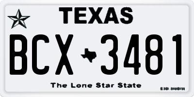 TX license plate BCX3481