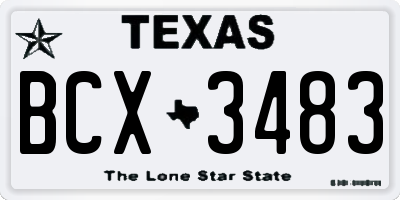 TX license plate BCX3483