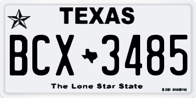 TX license plate BCX3485