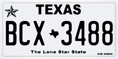 TX license plate BCX3488