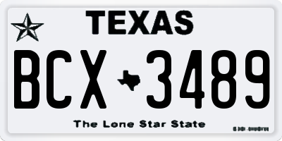 TX license plate BCX3489