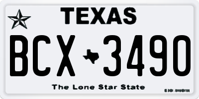 TX license plate BCX3490