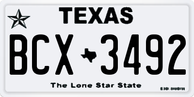 TX license plate BCX3492