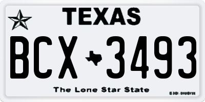 TX license plate BCX3493