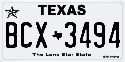TX license plate BCX3494