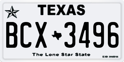TX license plate BCX3496