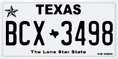 TX license plate BCX3498