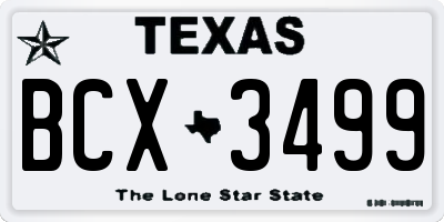 TX license plate BCX3499