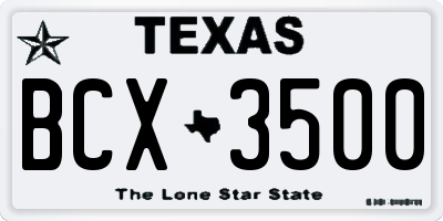 TX license plate BCX3500