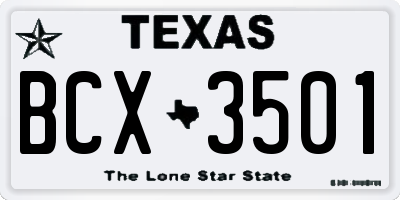 TX license plate BCX3501