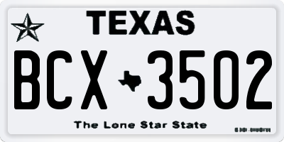 TX license plate BCX3502